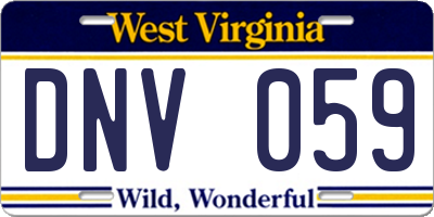 WV license plate DNV059