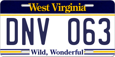 WV license plate DNV063