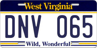 WV license plate DNV065