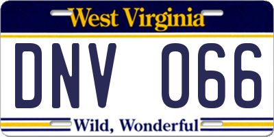 WV license plate DNV066