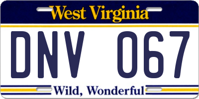 WV license plate DNV067