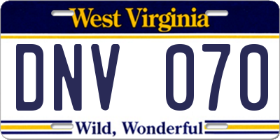 WV license plate DNV070
