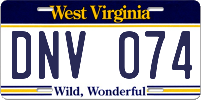 WV license plate DNV074