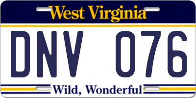 WV license plate DNV076