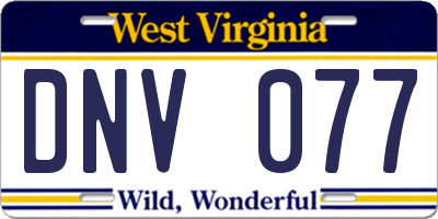 WV license plate DNV077