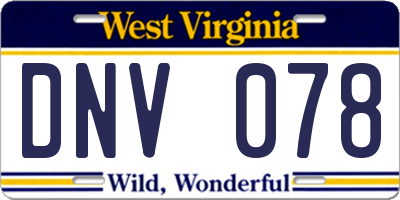 WV license plate DNV078