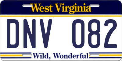 WV license plate DNV082