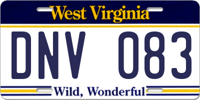 WV license plate DNV083