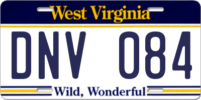 WV license plate DNV084