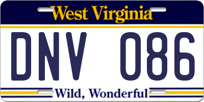 WV license plate DNV086