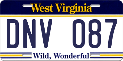 WV license plate DNV087