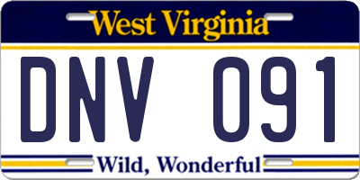WV license plate DNV091