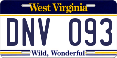 WV license plate DNV093