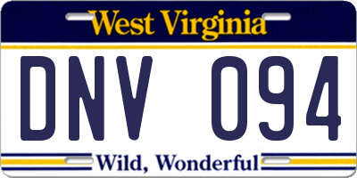 WV license plate DNV094