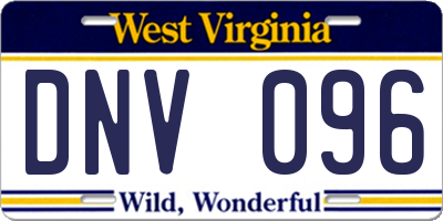 WV license plate DNV096