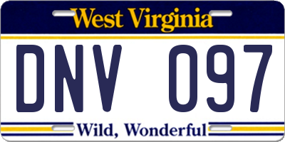 WV license plate DNV097