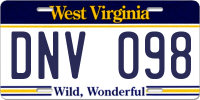 WV license plate DNV098