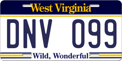 WV license plate DNV099