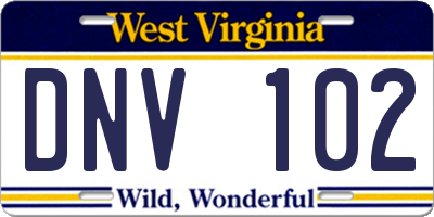 WV license plate DNV102