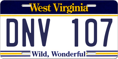 WV license plate DNV107