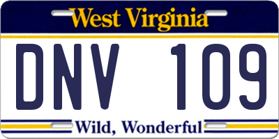 WV license plate DNV109