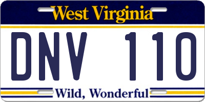 WV license plate DNV110