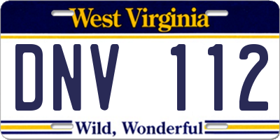 WV license plate DNV112