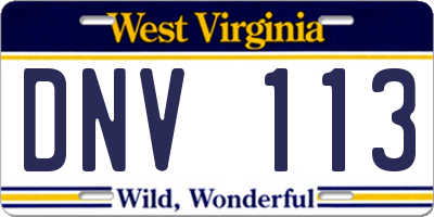 WV license plate DNV113