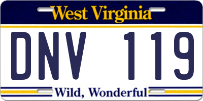 WV license plate DNV119