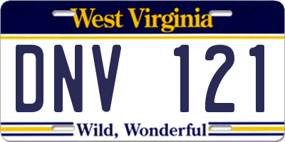 WV license plate DNV121