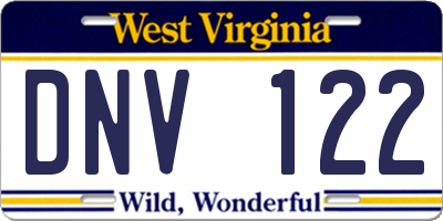 WV license plate DNV122