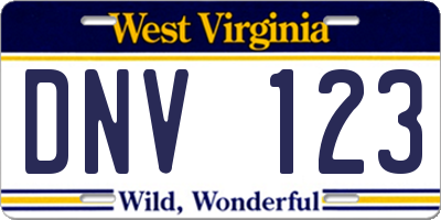WV license plate DNV123