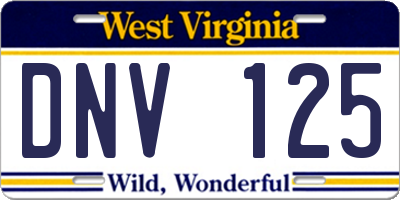 WV license plate DNV125
