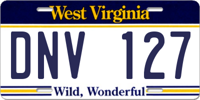 WV license plate DNV127