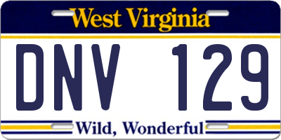 WV license plate DNV129