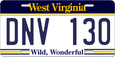 WV license plate DNV130