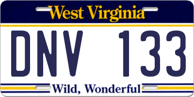 WV license plate DNV133