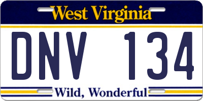 WV license plate DNV134