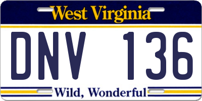 WV license plate DNV136