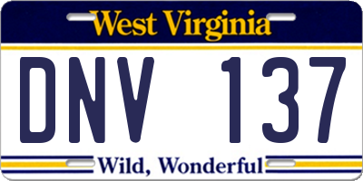 WV license plate DNV137