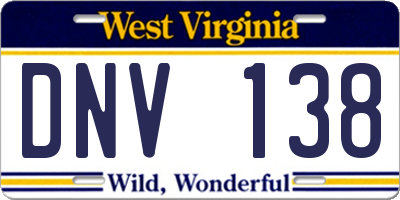 WV license plate DNV138