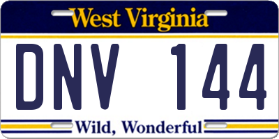 WV license plate DNV144