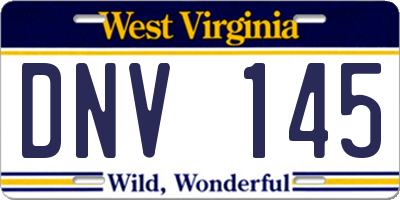 WV license plate DNV145