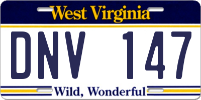 WV license plate DNV147