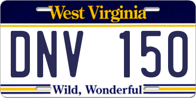 WV license plate DNV150