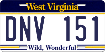 WV license plate DNV151