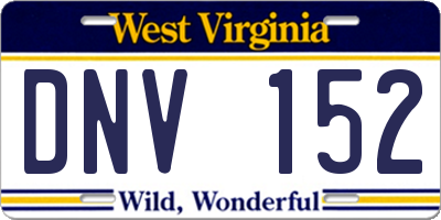 WV license plate DNV152