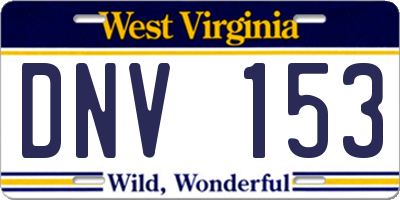 WV license plate DNV153