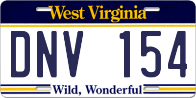 WV license plate DNV154