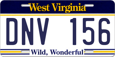 WV license plate DNV156